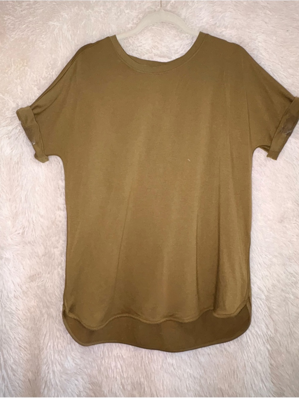 New Directions Studio Olive Brown Cuffed Sleeve Crewneck Top - Medium